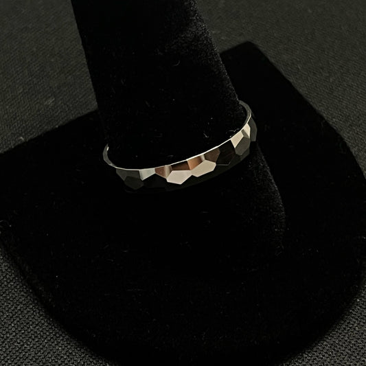 Sterling Silver 4MM Hammered Design Ring