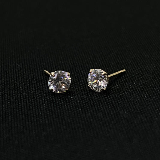 14k Gold CZ Round Stud Earrings 4MM