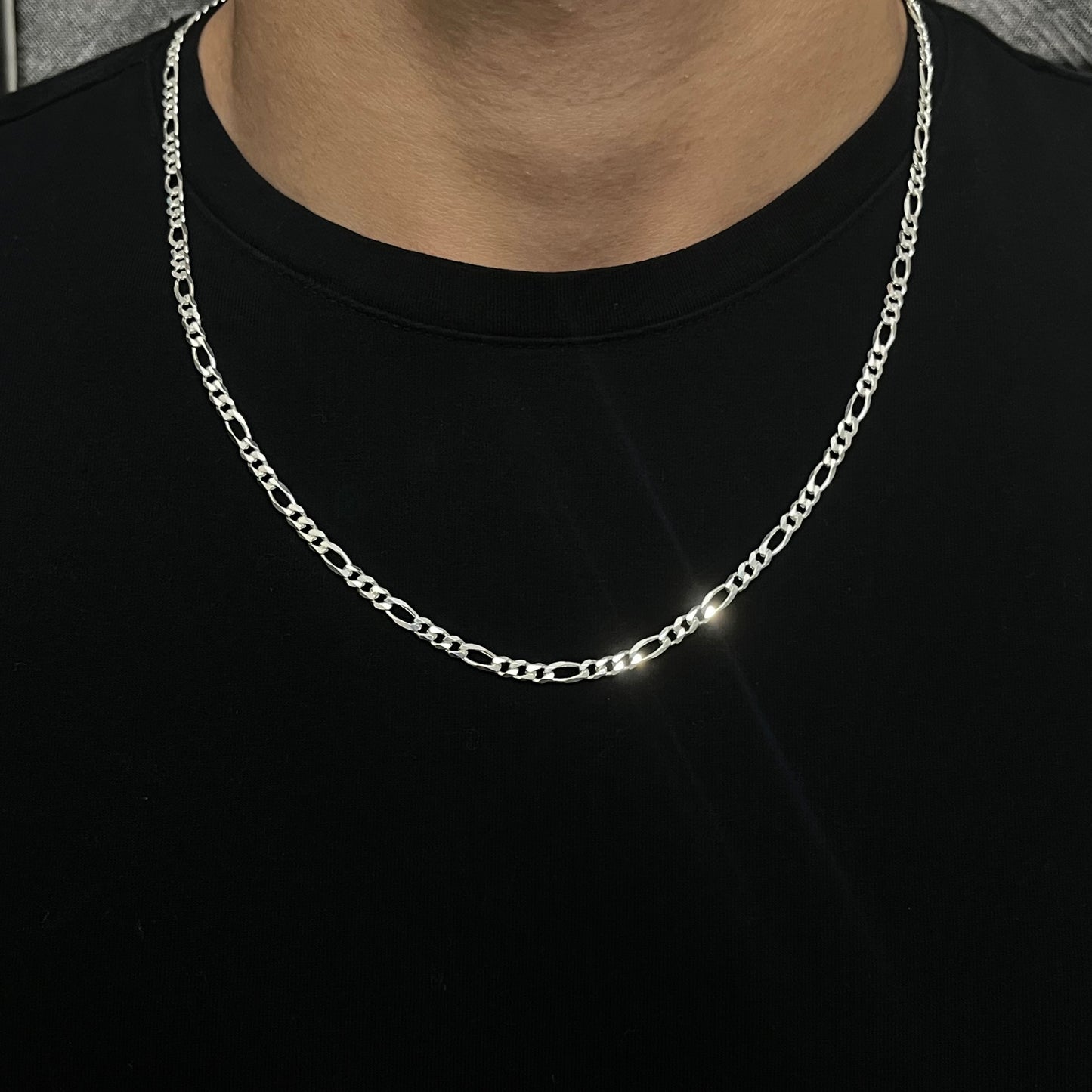 4MM Sterling Silver Figaro Chain