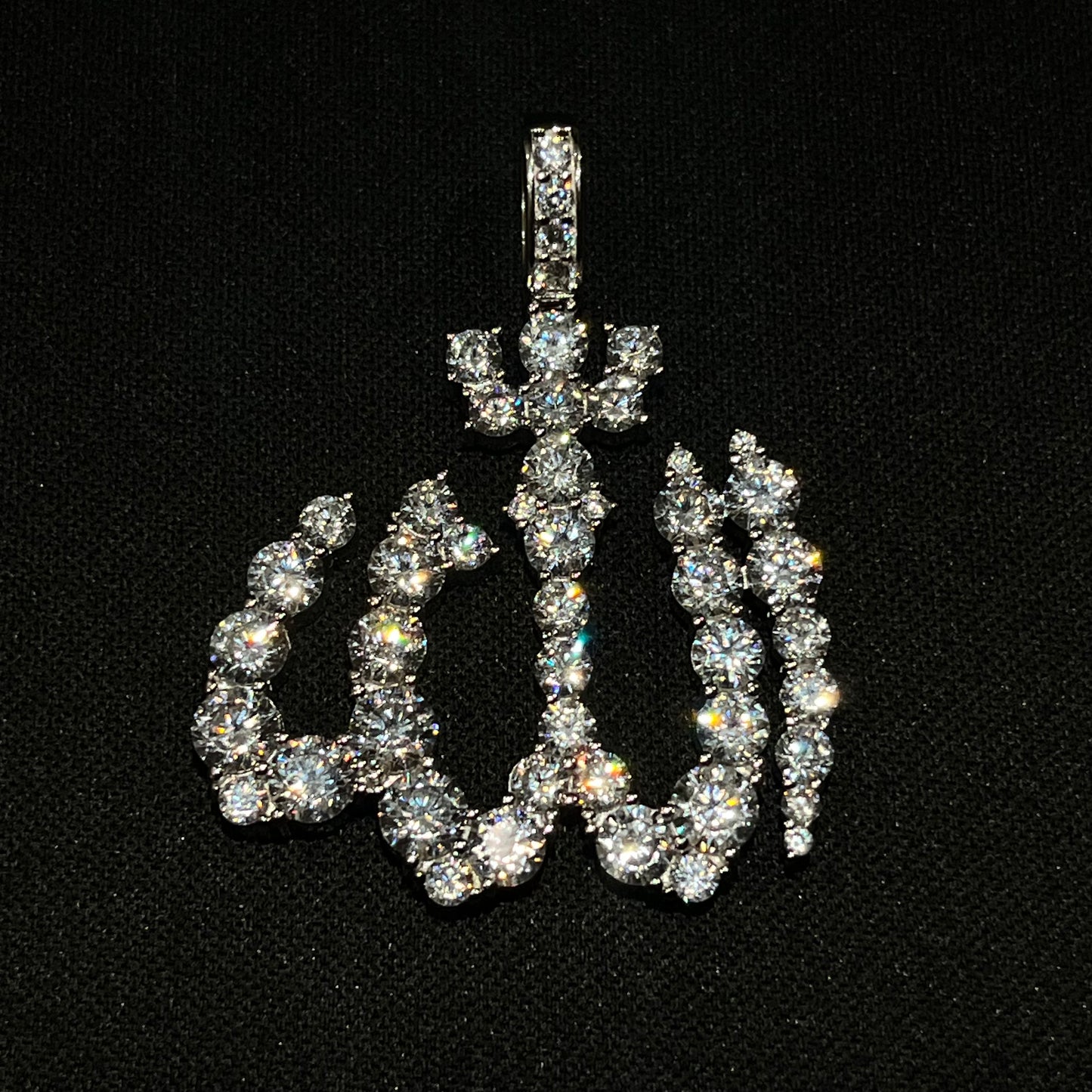 Sterling Silver CZ Allah Pendant