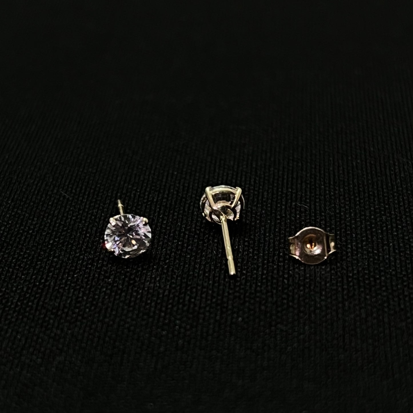 14k Gold CZ Round Stud Earrings 4MM