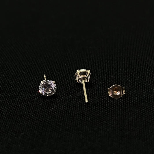 14k Gold CZ Round Stud Earrings 4MM