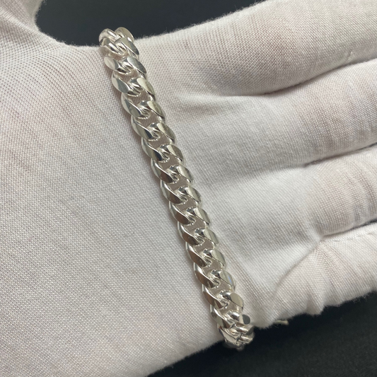 9MM Sterling Silver Miami Cuban Link Bracelet Box Lock