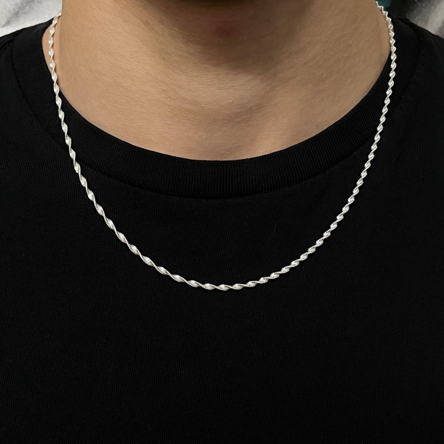2MM Sterling Silver Twist Rope Chain