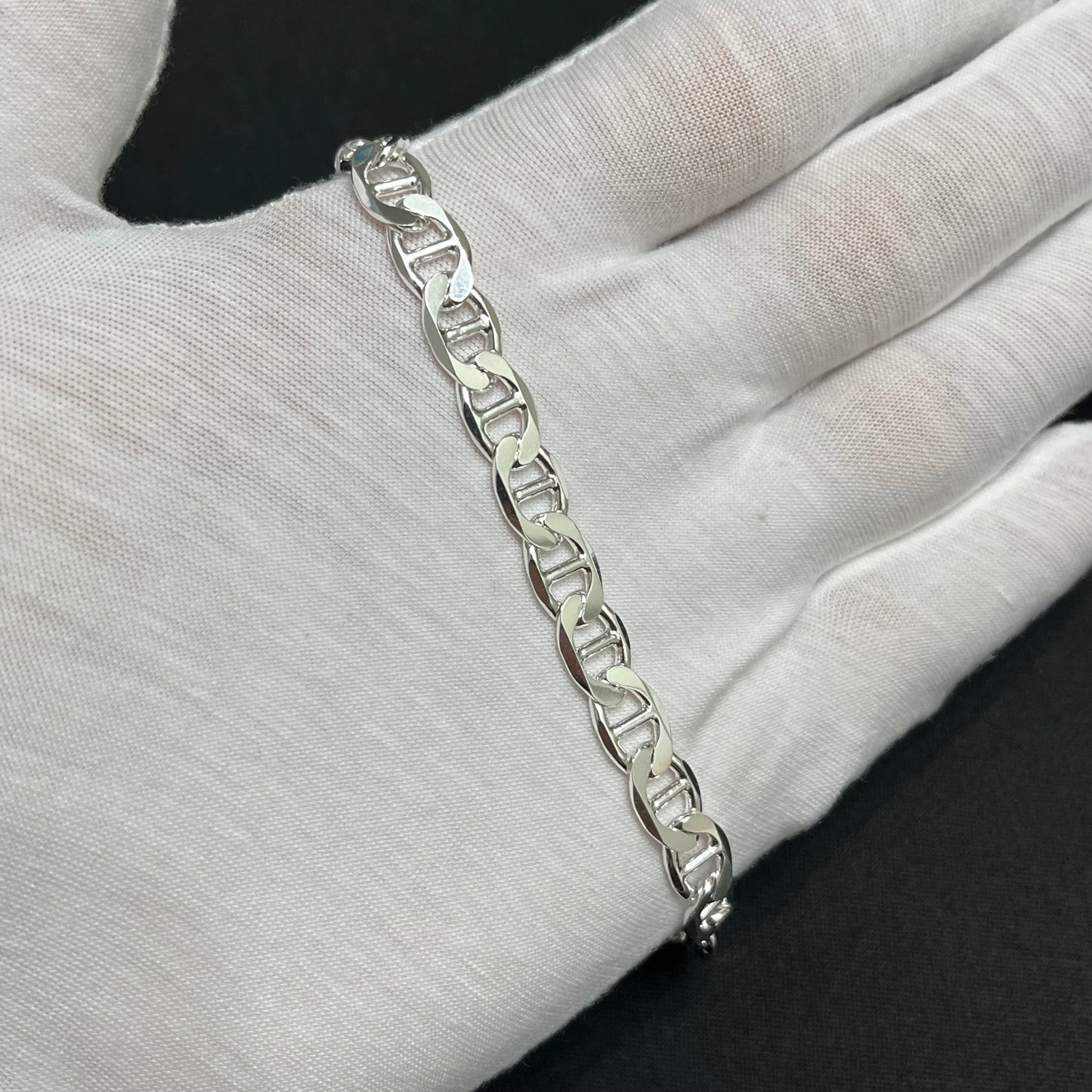 8MM Sterling Silver Mariner Bracelet