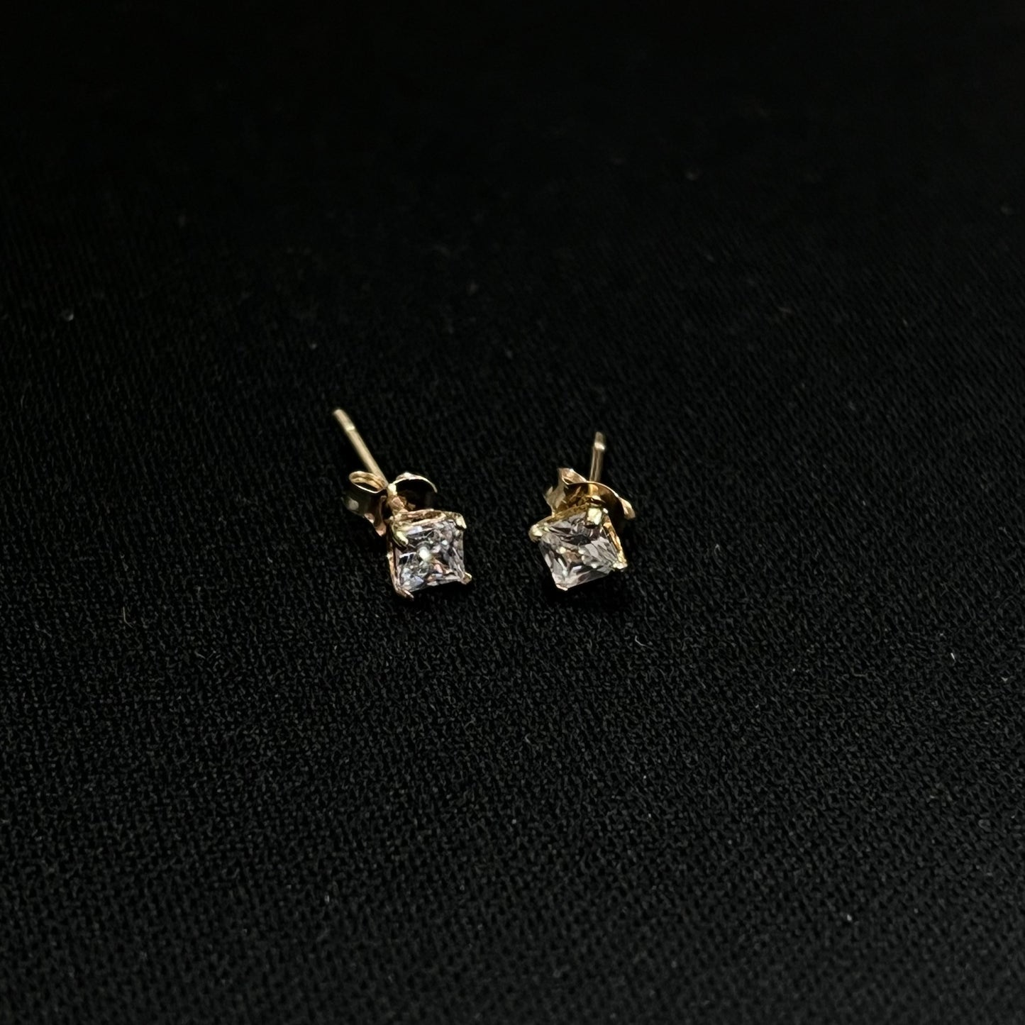 14k Gold CZ Square Stud Earrings 3MM