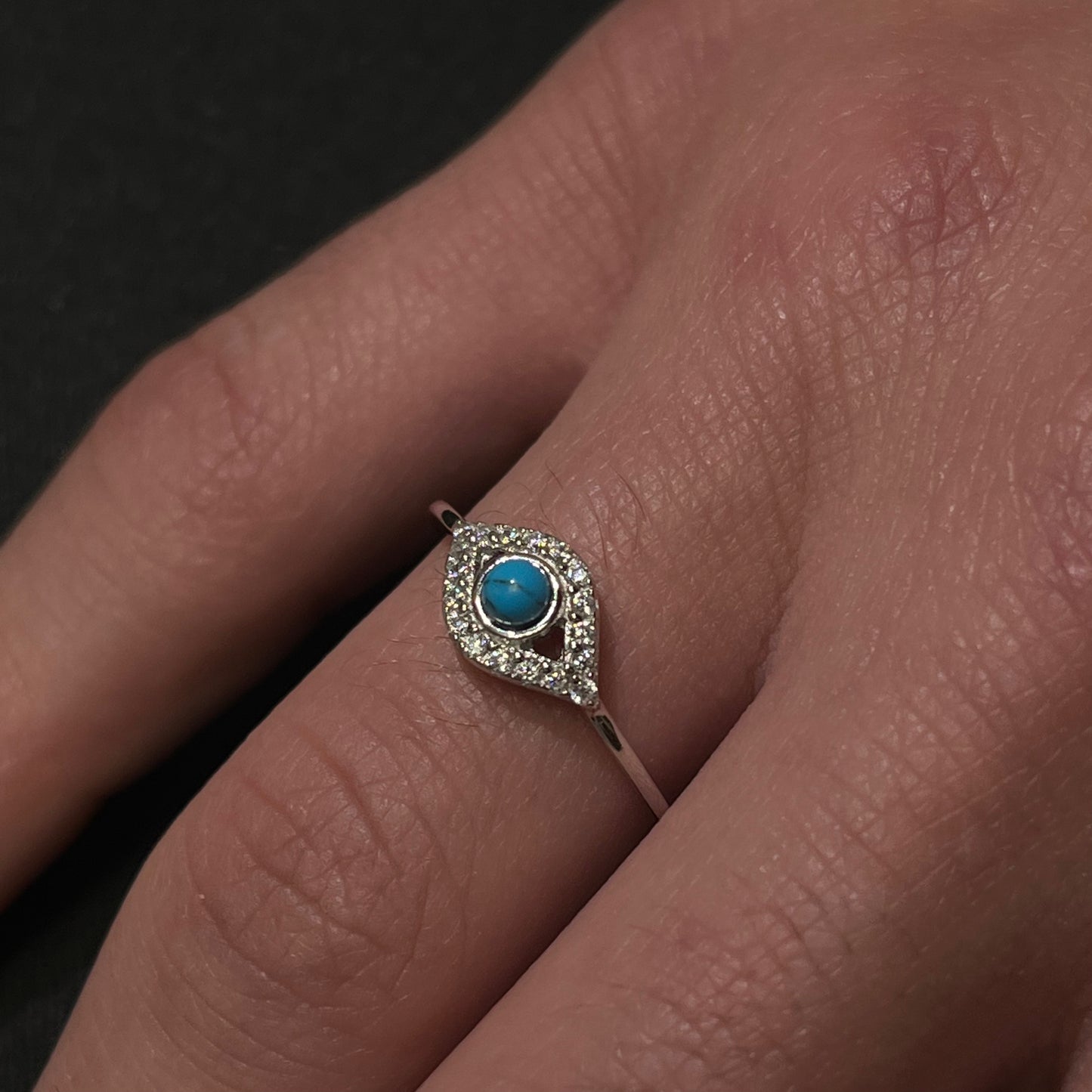 Sterling Silver CZ Evil Eye Ring