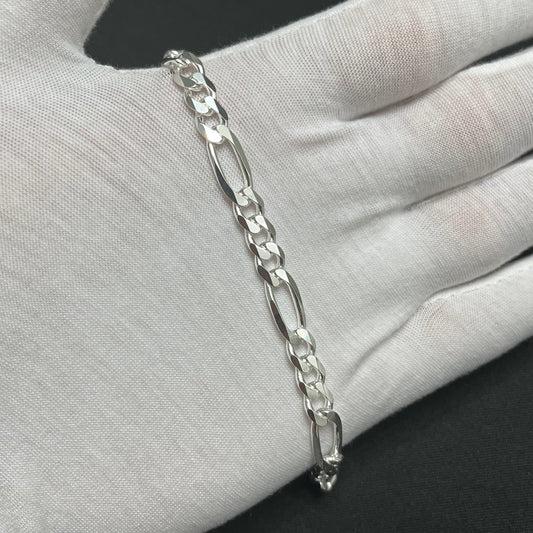 7MM Sterling Silver Figaro Bracelet