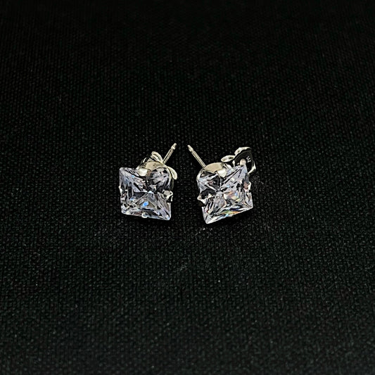 Sterling Silver Square CZ Earrings