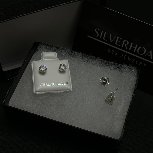 Sterling Silver Round CZ Earrings