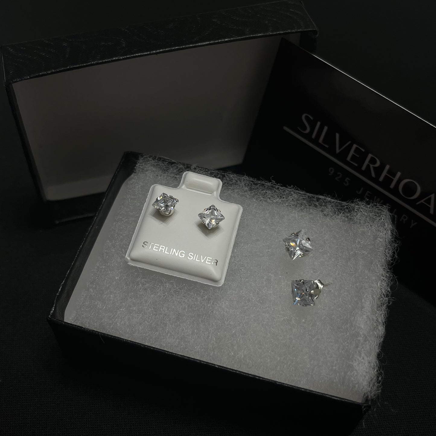 Sterling Silver Square CZ Earrings