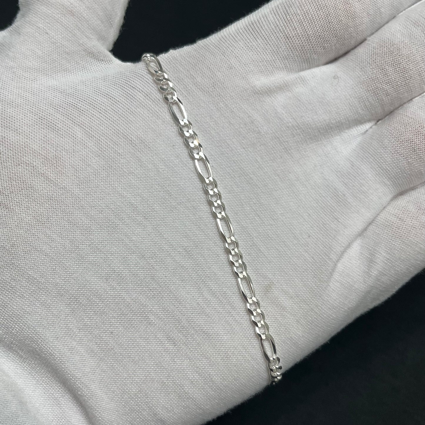 4MM Sterling Silver Figaro Bracelet