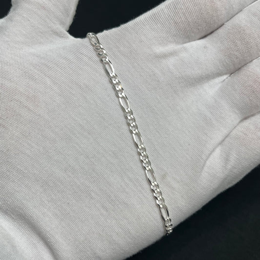 4MM Sterling Silver Figaro Bracelet
