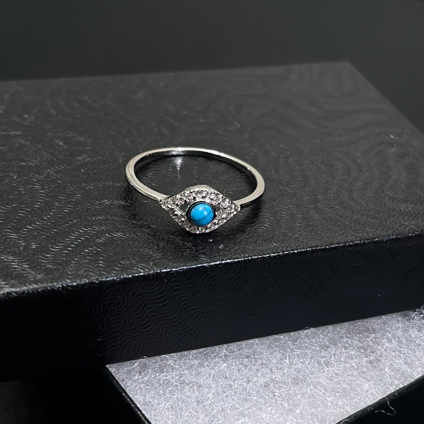 Sterling Silver CZ Evil Eye Ring