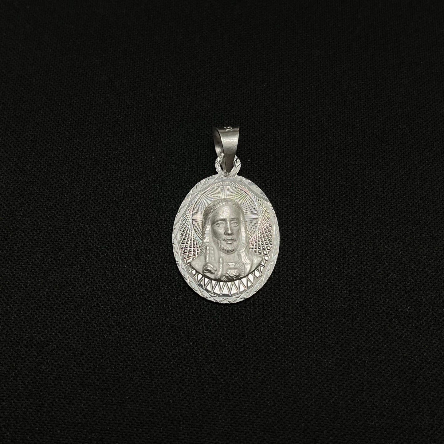 Sterling Silver Diamond Cut Jesus Pendant