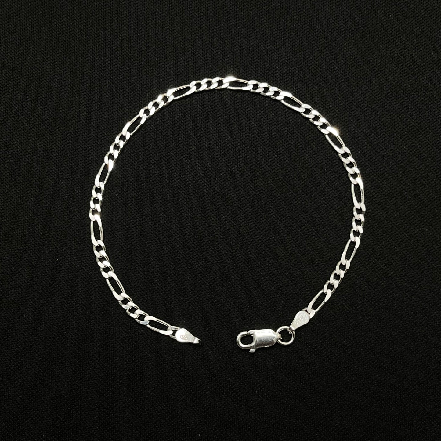 3MM Sterling Silver Figaro Bracelet