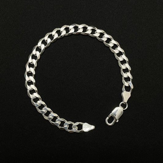 7.5MM Sterling Silver Curb Bracelet