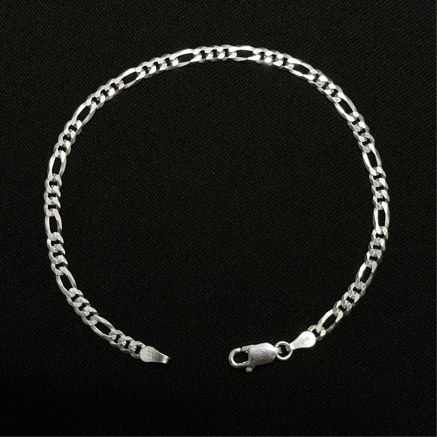 3MM Sterling Silver Flat Figaro Bracelet