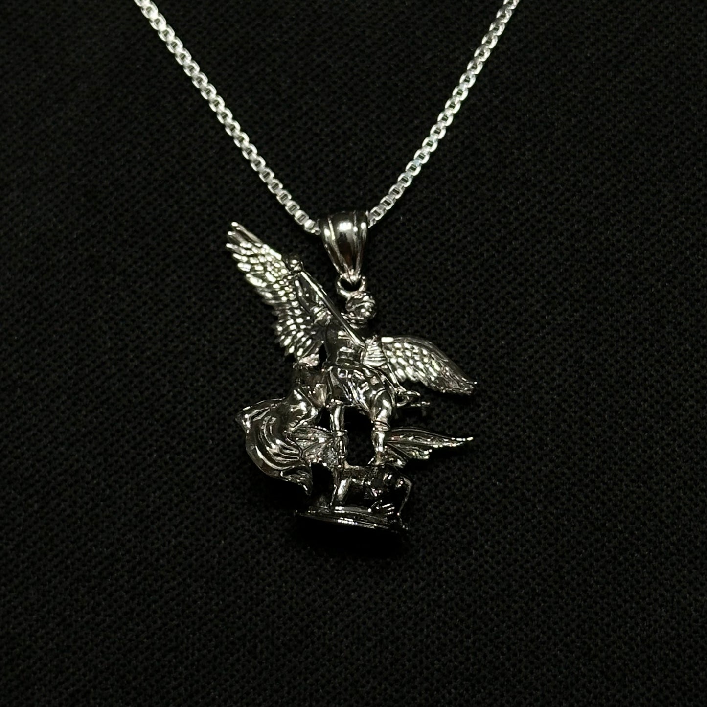 Sterling Silver St. Michael Vs Devil Necklace