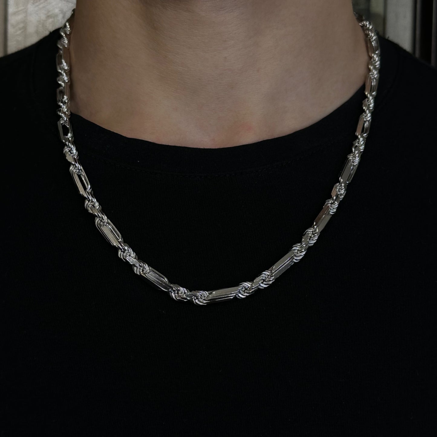 6MM Sterling Silver Figarope Milano Chain
