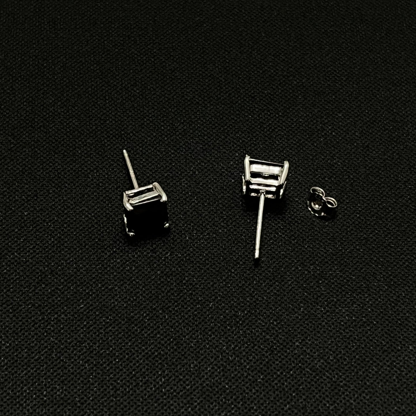 Sterling Silver Square Black CZ Earrings