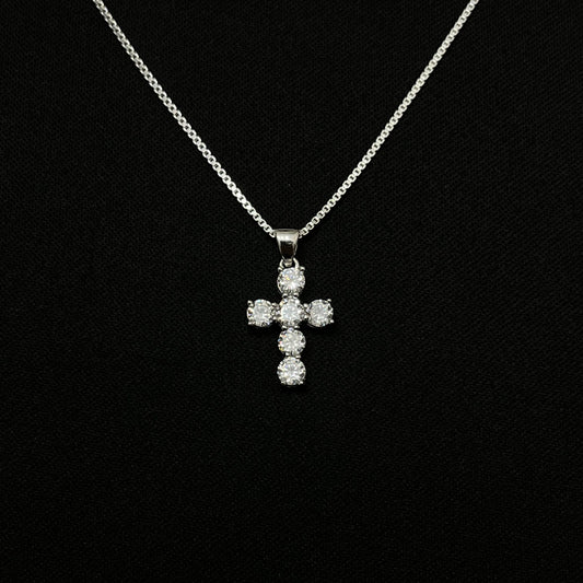 Sterling Silver Mini CZ Cross Necklace