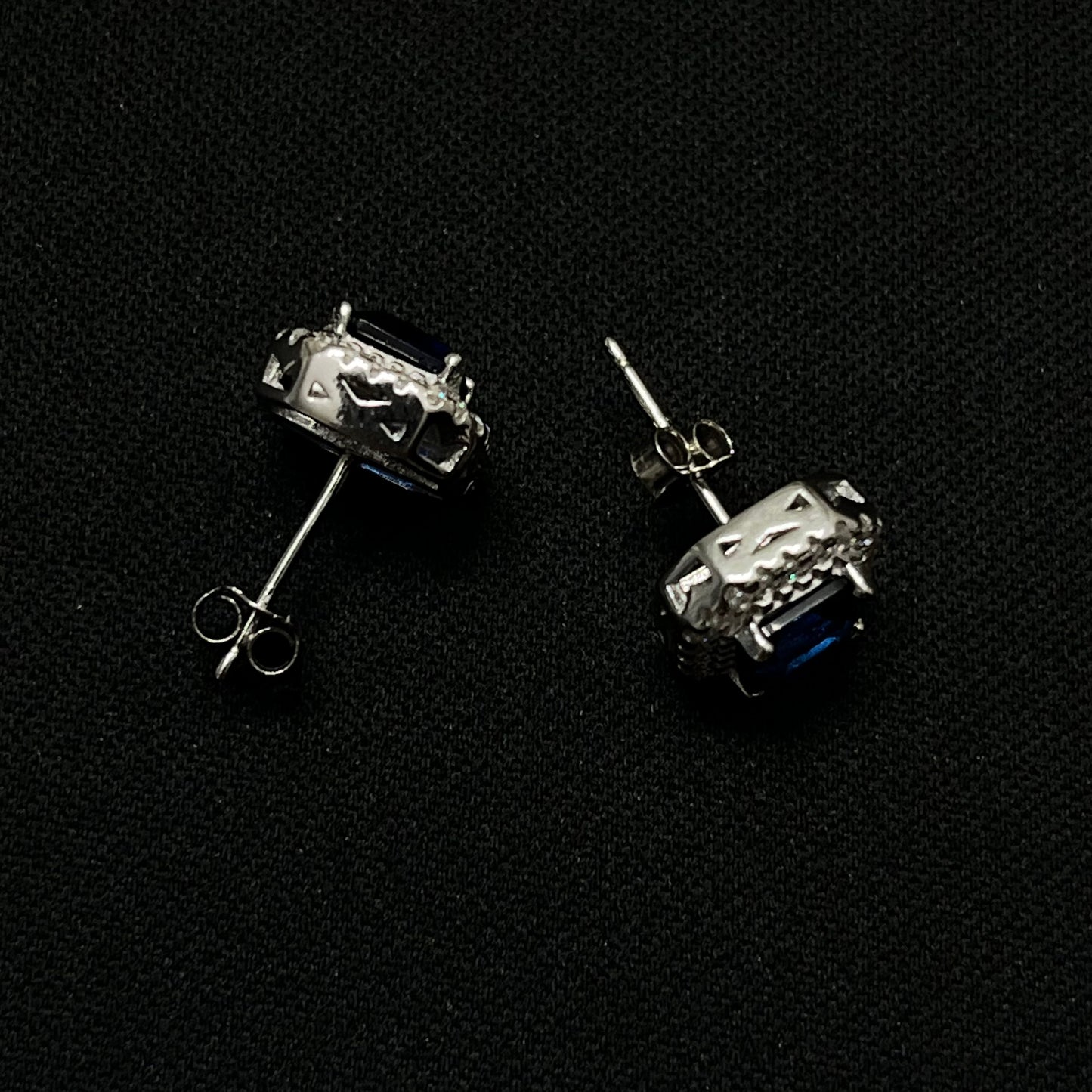 Sterling Silver Sapphire Square Earrings