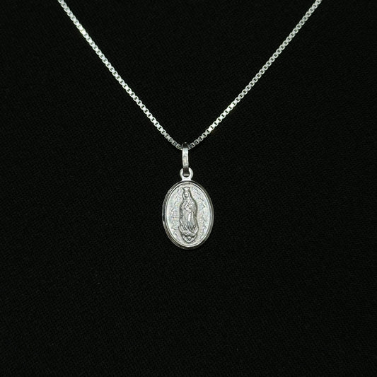 Sterling Silver Virgin Mary Textured Necklace