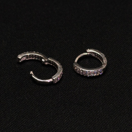 Sterling Silver CZ Huggie Earrings