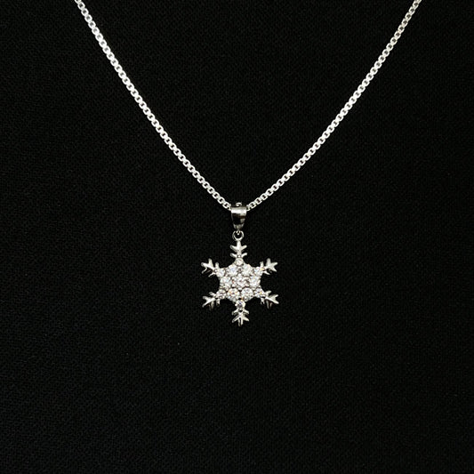 Sterling Silver CZ Snowflake Necklace