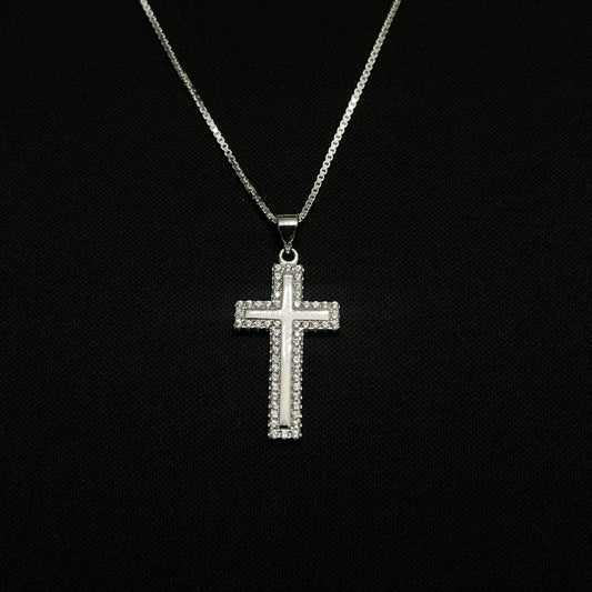 Sterling Silver CZ Cross Necklace