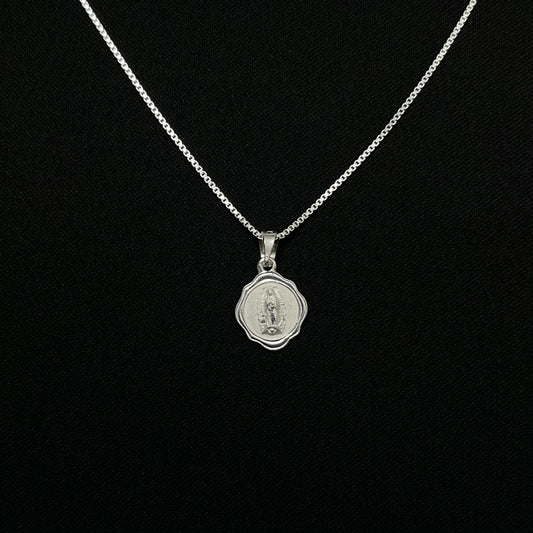 Sterling Silver Virgin Mary Frosted Necklace