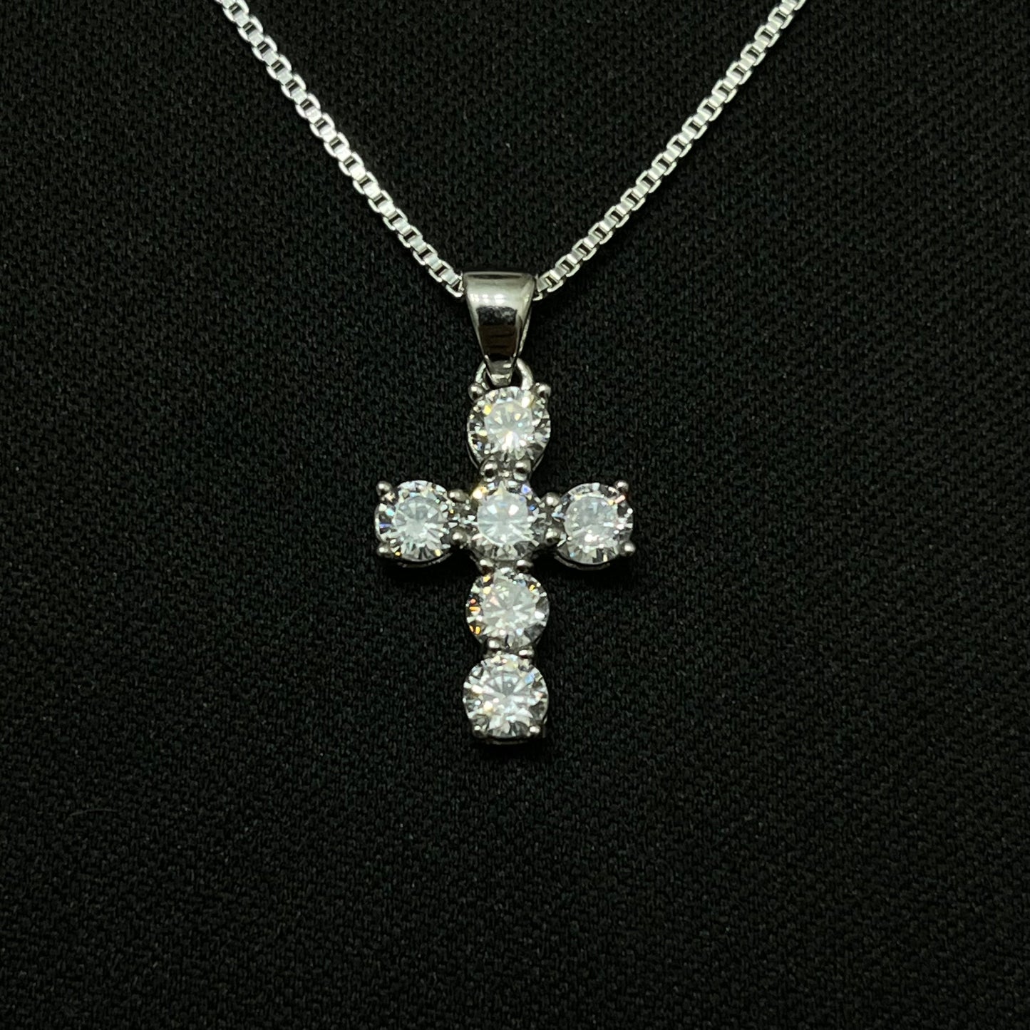 Sterling Silver Mini CZ Cross Necklace