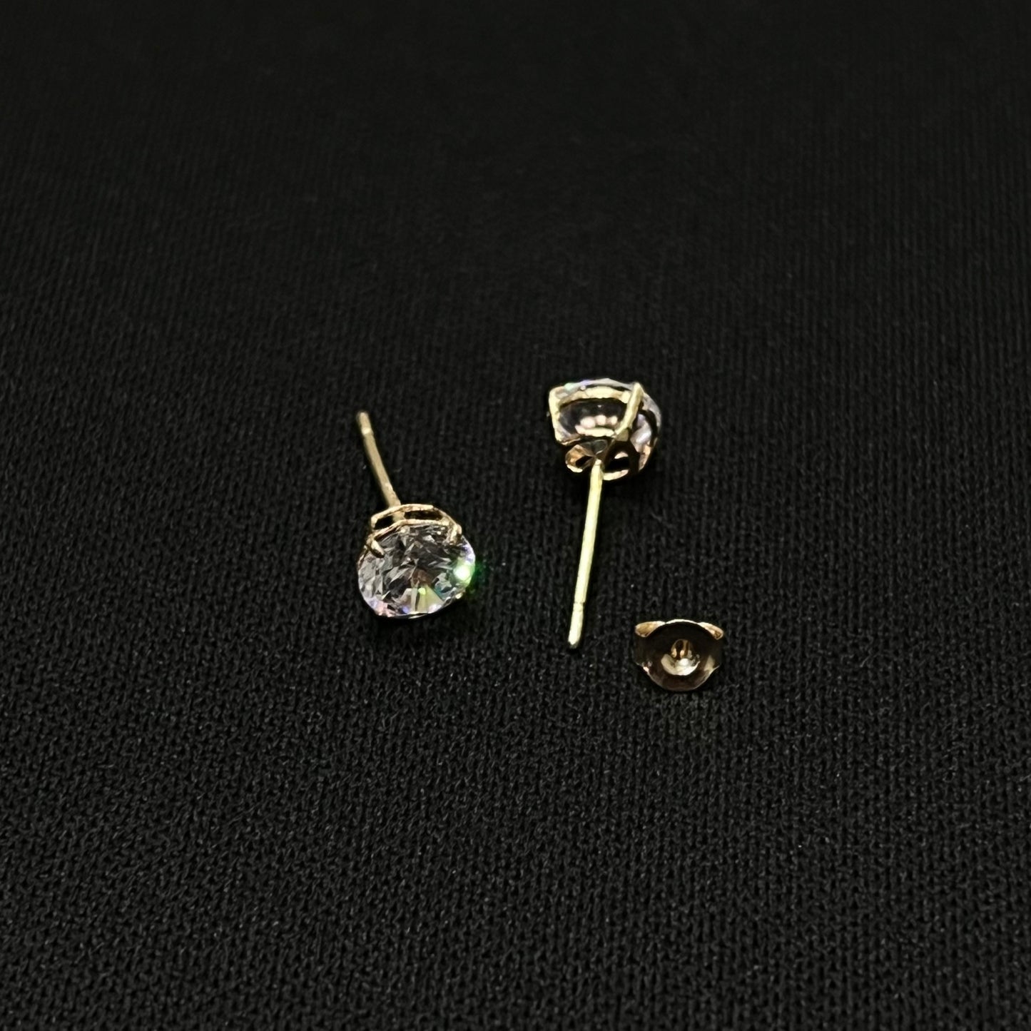 14k Gold CZ Round Stud Earrings 5MM