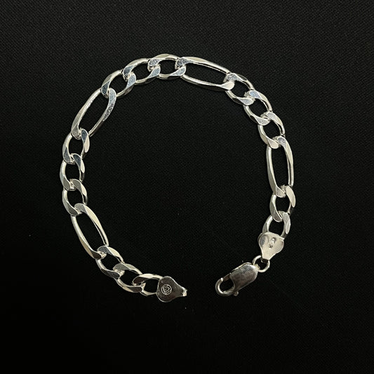 7MM Sterling Silver Figaro Bracelet