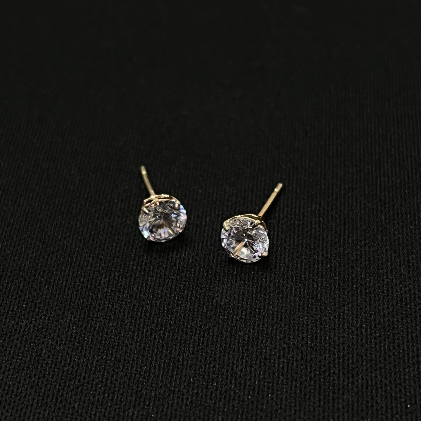 14k Gold CZ Round Stud Earrings 5MM