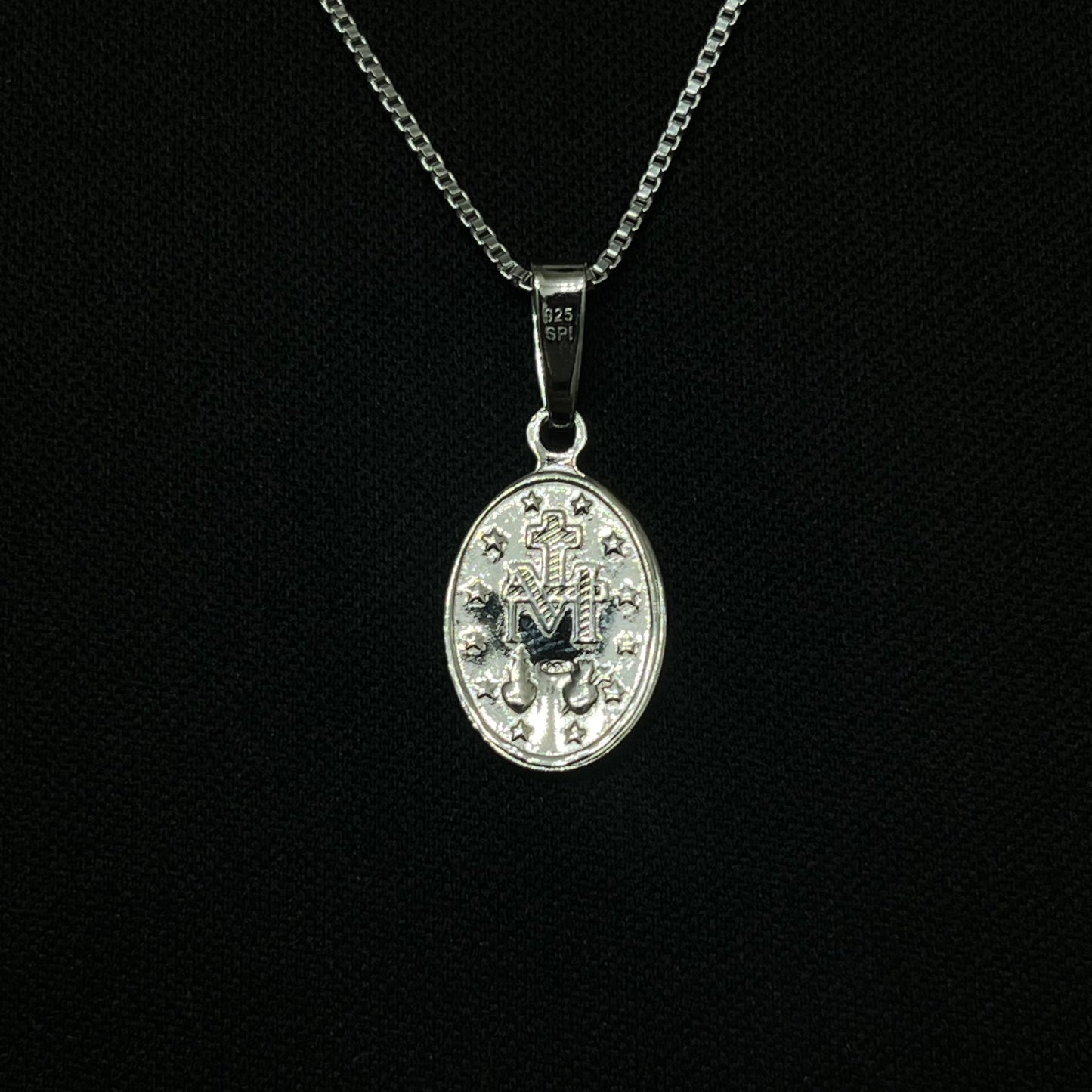 Sterling Silver Virgin Mary Medallion Necklace