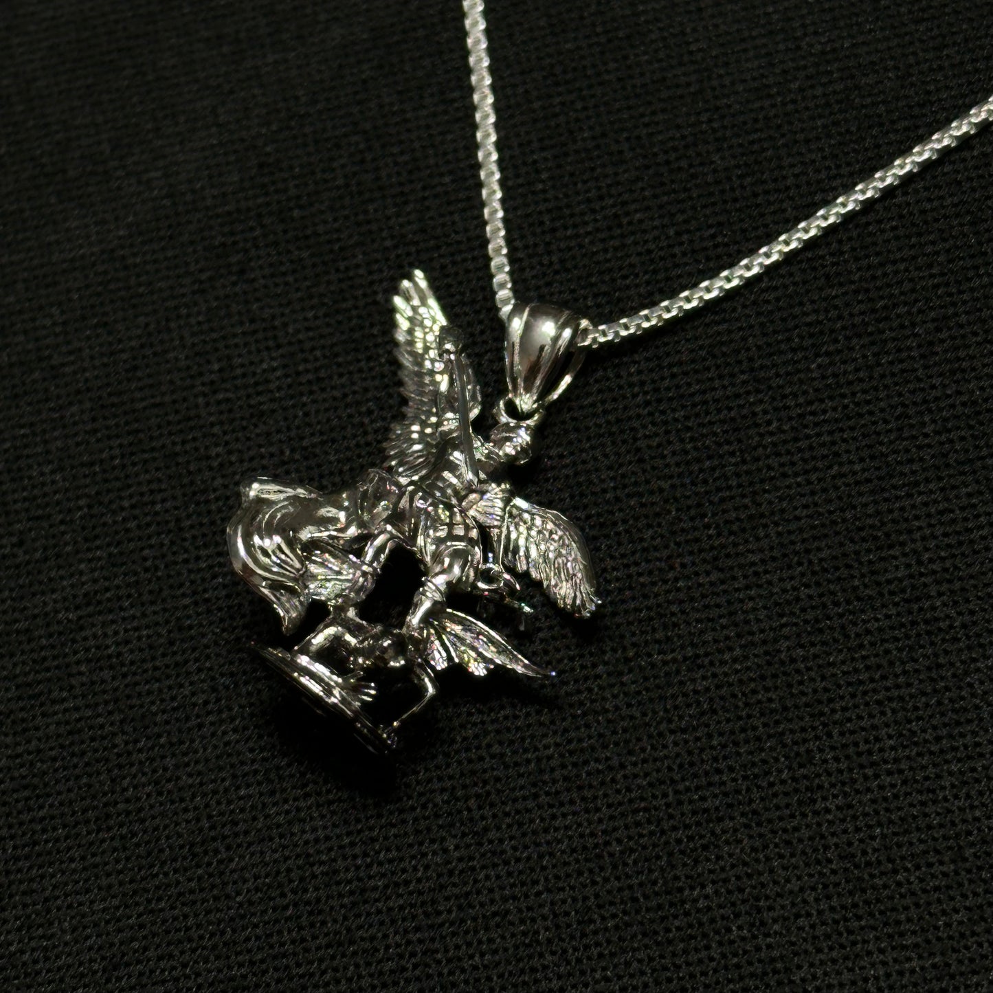 Sterling Silver St. Michael Vs Devil Necklace