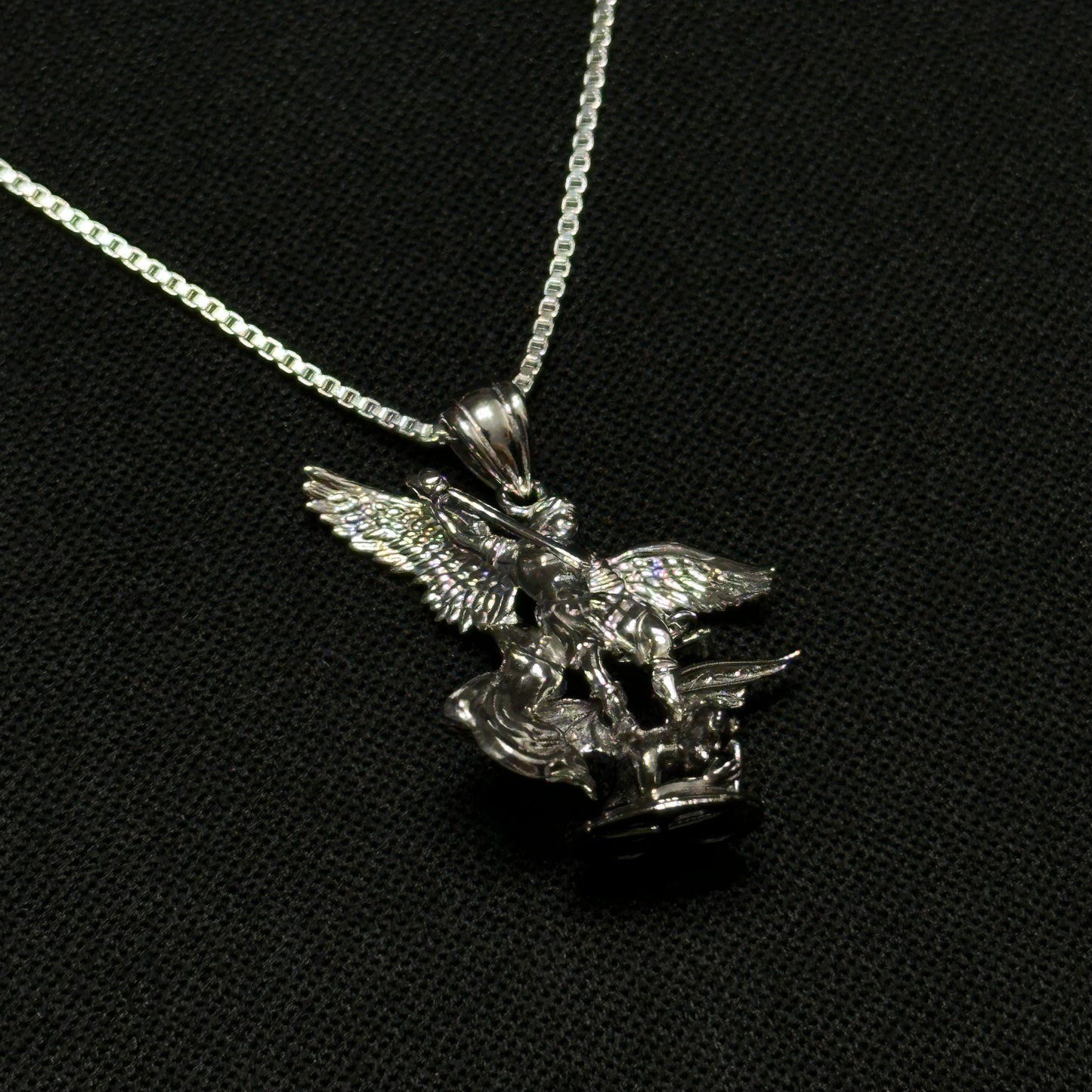 Sterling Silver St. Michael Vs Devil Necklace