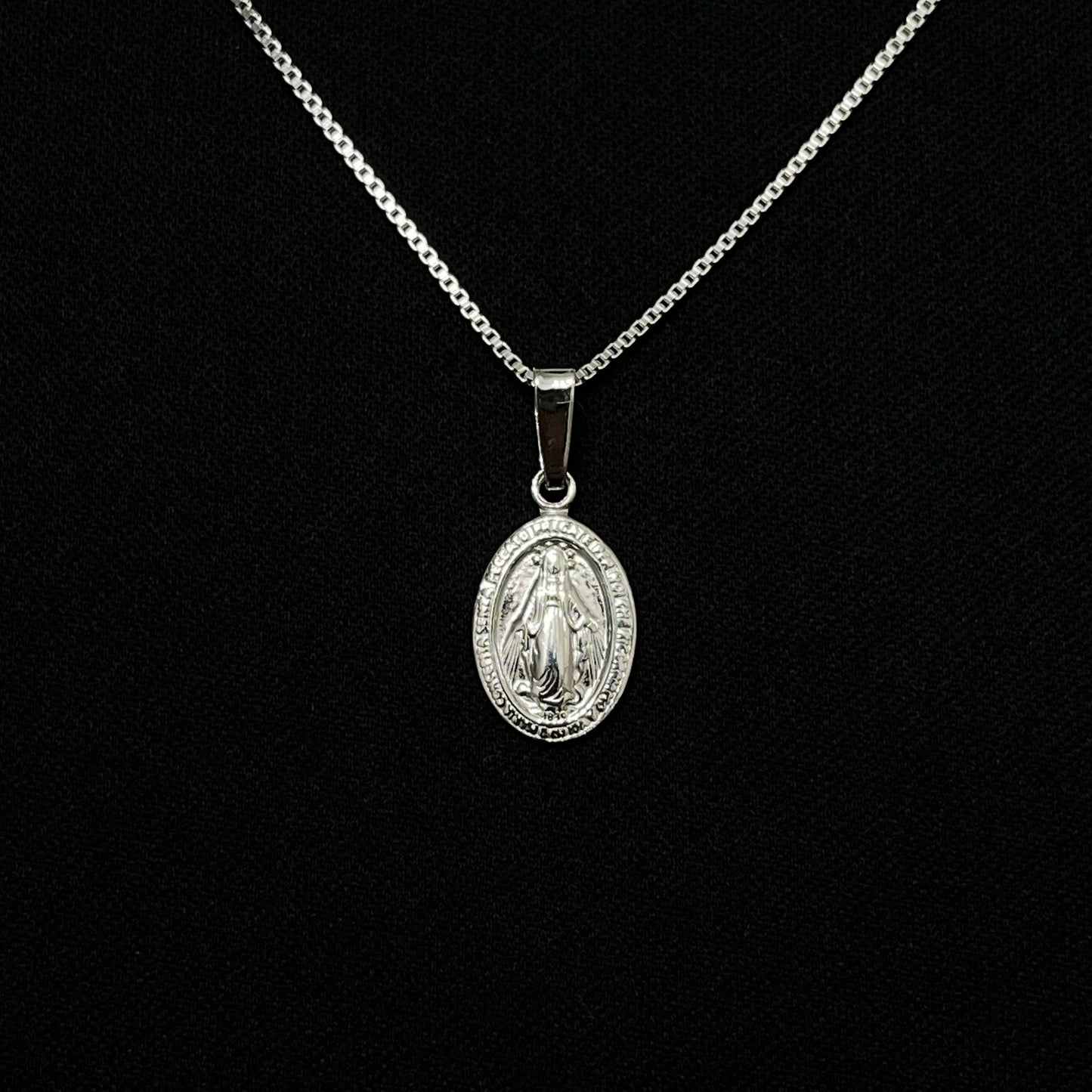 Sterling Silver Virgin Mary Medallion Necklace