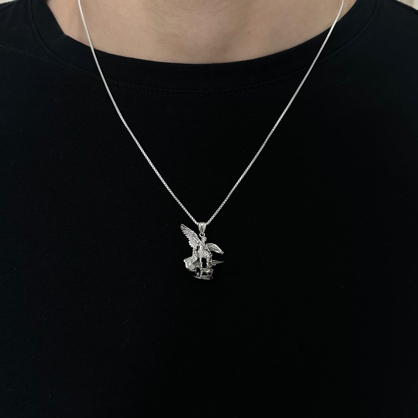 Sterling Silver St. Michael Vs Devil Necklace
