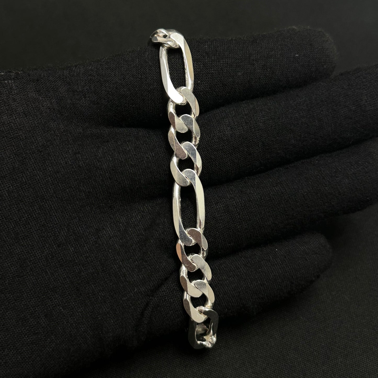 9MM Sterling Silver Figaro Bracelet