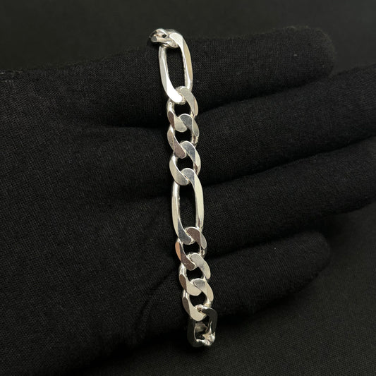 9MM Sterling Silver Figaro Bracelet