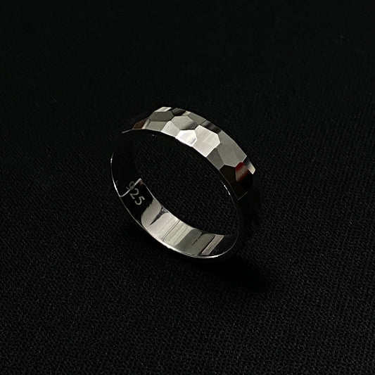 Sterling Silver 5MM Hammered Design Ring