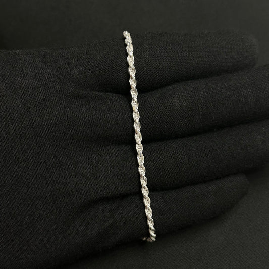 2.5MM Sterling Silver Rope Bracelet