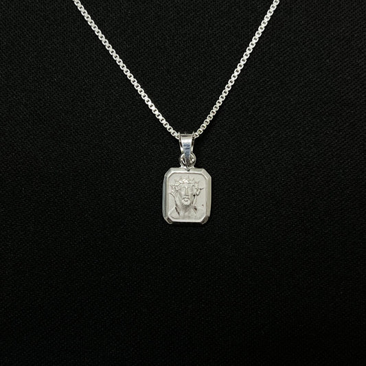 Sterling Silver Jesus Face Charm Necklace