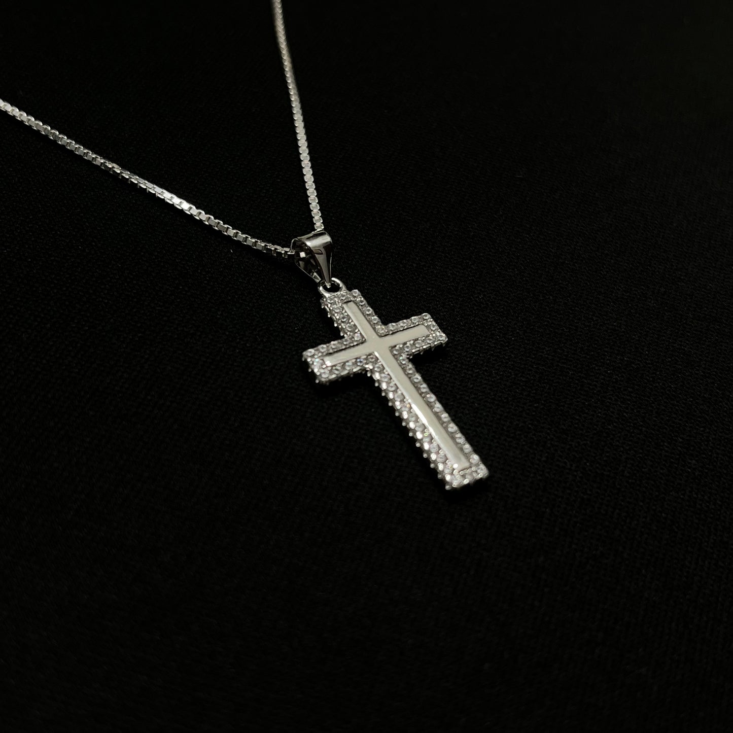 Sterling Silver CZ Cross Necklace