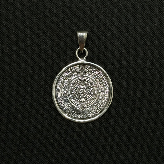 Sterling Silver Aztec Calender Pendant
