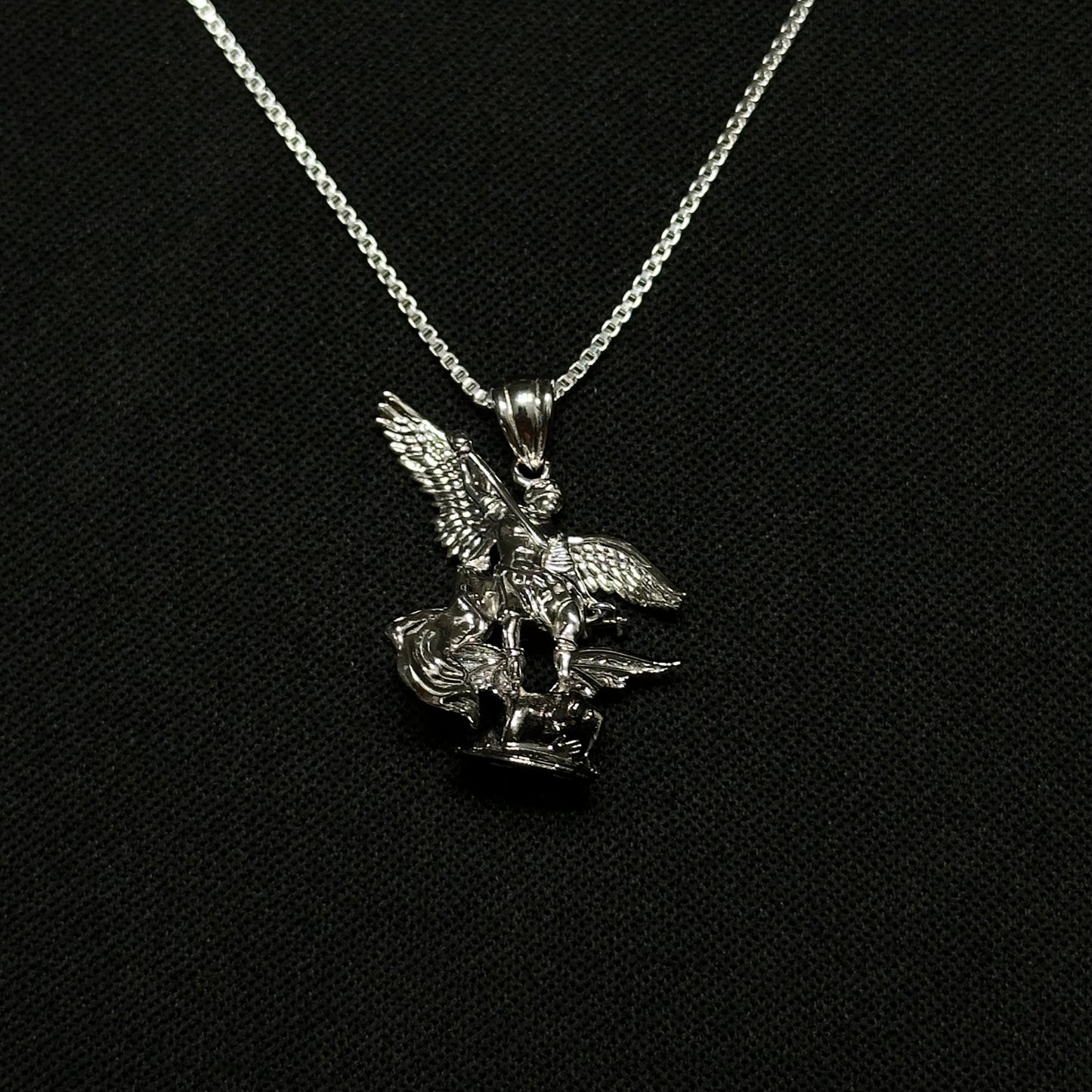 Sterling Silver St. Michael Vs Devil Necklace