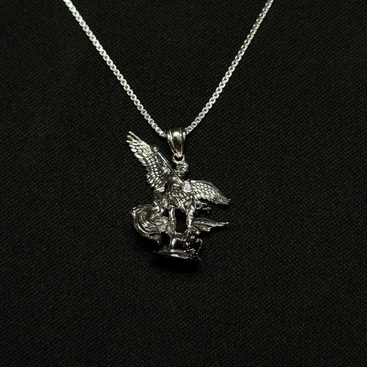 Sterling Silver St. Michael Vs Devil Necklace